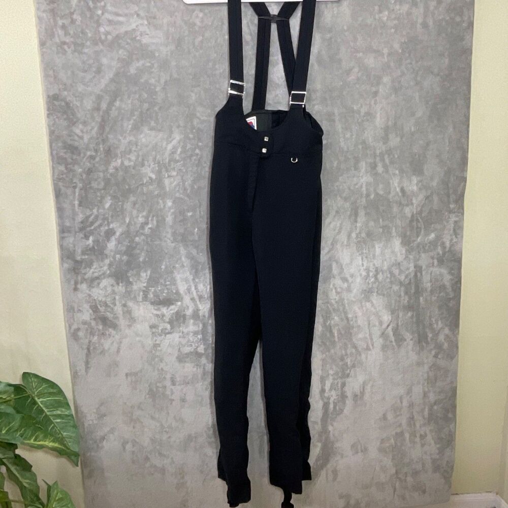 Vintage Peregrine Sun Valley Ski snowboard Overalls Women's Size S Black footed